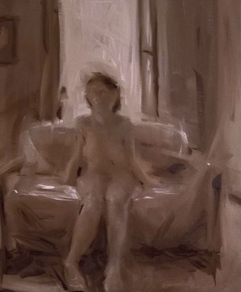 Naked on Sofa - Pintura - Leo Ragno